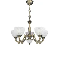 Люстра подвесная L 5600/5 Reccagni Angelo белая на 5 ламп, основание античное бронза в стиле классический Люстра подвесная L 5600/5 Reccagni Angelo белая на 5 ламп, основание античное бронза в стиле классический